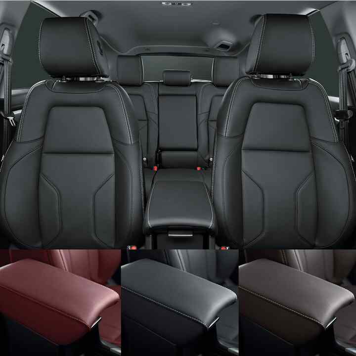 Detailní přední záběr na kožený interiér modelu Honda CR-V