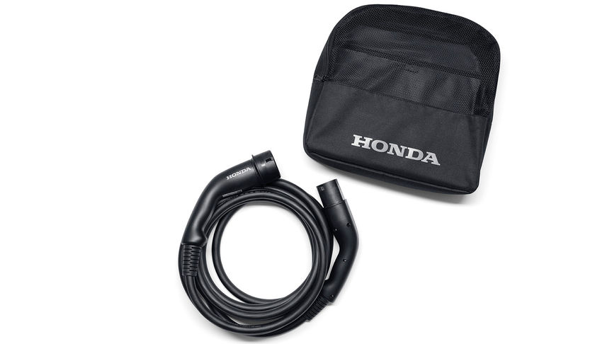 Detailní záběr nabíjecího kabelu modelu Honda E Power Charger Mode 3.